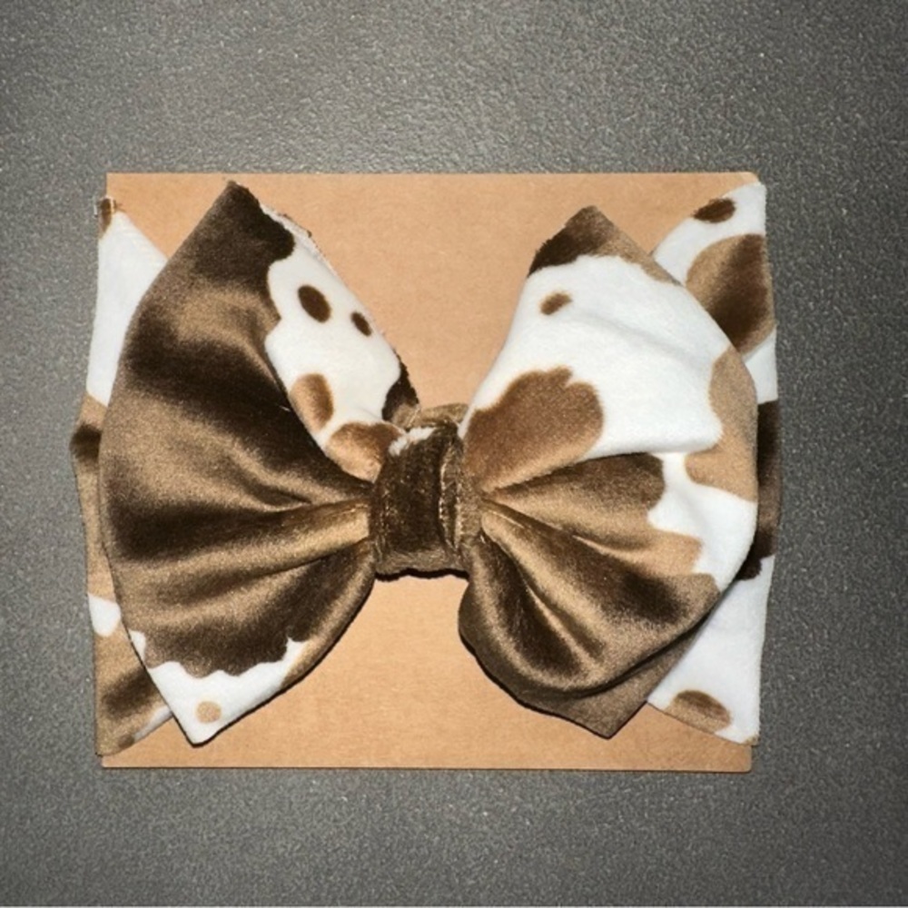 Cow print velvet bow headband new - Picture 1 of 2